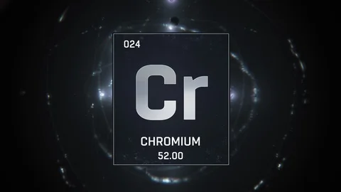 Chromium as Element 24 of the Periodic Table 3D animation on silver background 스톡 동영상 119387758