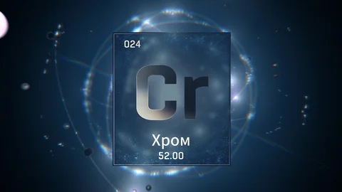 Chromium as Element 24 of the Periodic Table 3D animation on blue background 스톡 동영상 125962922