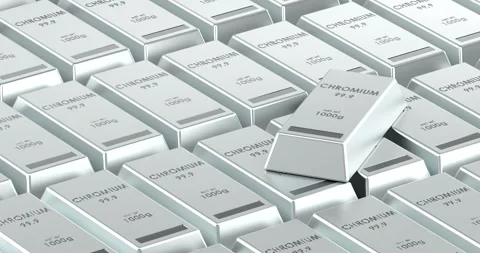 Chromium metal ingots background, animation seamlessly loopable. 3D rendering Stock Footage 338329674