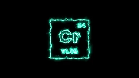 Chromium periodic table element neon thunder icon animation Stock Footage 326483239