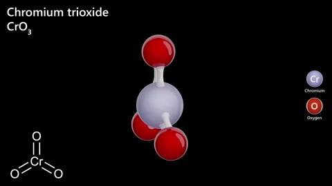 Chromium trioxide (CrO3). 3D render. Black back Stock Footage 286340140