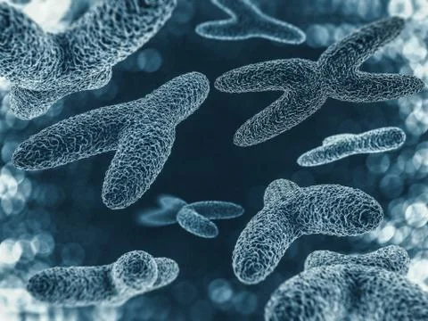 Chromosomes, gene mutation, genetic code. 3D Illustrazione stock