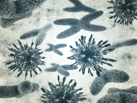 Chromosomes, gene mutation, genetic code. 3D Stock Illustration