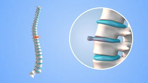 Chronic Back Pain Due to Spinal Disc Bulge Stock Footage 321736355