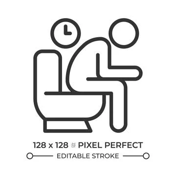 Chronic bowel irregularity pixel perfect simple line icon Stock Illustration