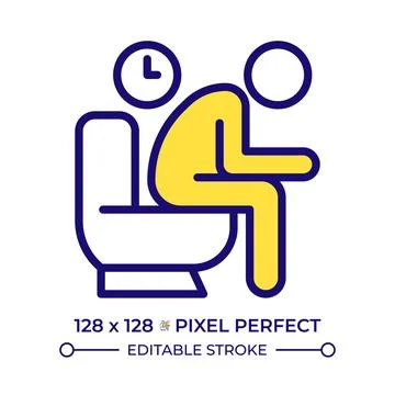 Chronic bowel irregularity pixel perfect line color icon Stock Illustration