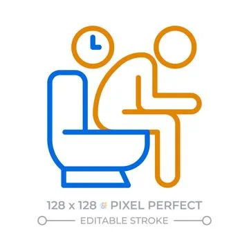 Chronic bowel irregularity pixel perfect duotone line icon Stock Illustration