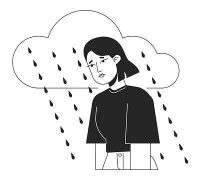 Chronic depression bw concept vector spot illustration Stock Illustration