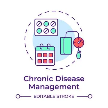 Chronic disease management multi color concept icon Illustrazione stock