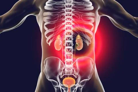 Chronic glomerulonephritis, gross pathology Stock Illustration