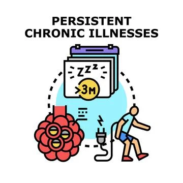 Chronic illness causing persistent fatigue and breathing problems Stock Illustration