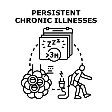 Chronic illness causing persistent fatigue and breathing problems Stock Illustration