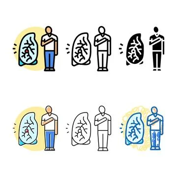 Chronic obstructive pulmonary disease color icon variety vector Stock Illustration