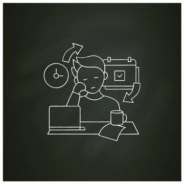 Chronic procrastination chalk icon Stock Illustration