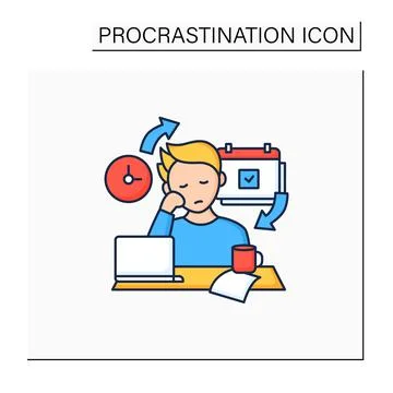 Chronic procrastination color icon Stock Illustration