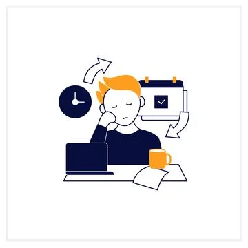 Chronic procrastination flat icon 스톡 일러스트
