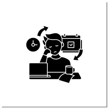 Chronic procrastination glyph icon Stock Illustration