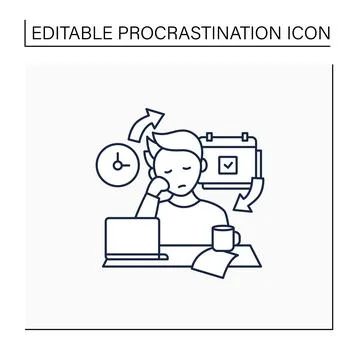 Chronic procrastination line icon Stock Illustration