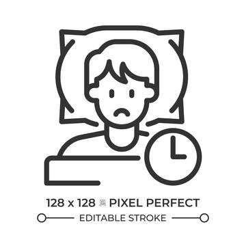 Chronic sleep deficiency pixel perfect simple line icon Stock Illustration