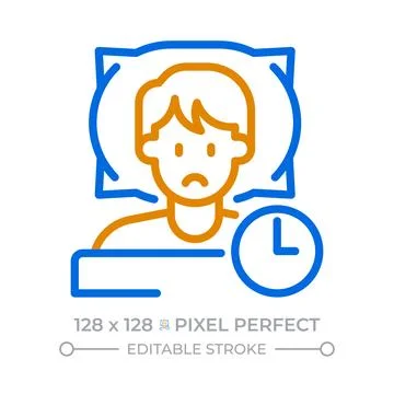 Chronic sleep deficiency pixel perfect duotone line icon Stock Illustration