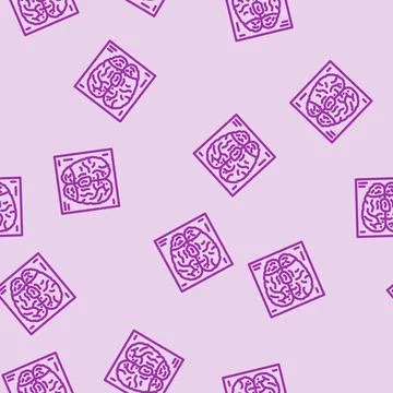 Chronic traumatic encephalopathy line vector seamless pattern Stock Illustration