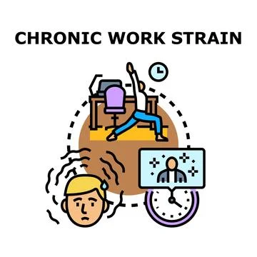 Chronic work strain causing employee burnout and stress Illustrazione stock