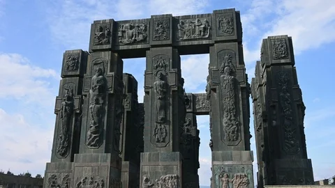 The Chronicle Of Georgia Front Side Of Monument Stock Footage 120251798