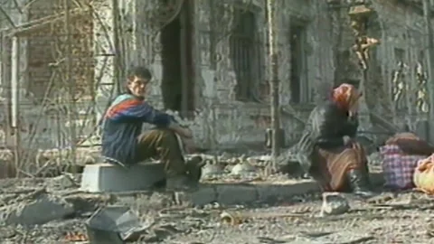 Chronicles of the Chechen war. 1994-1996. City Grozniy. Archive (11) Video stock 235065850