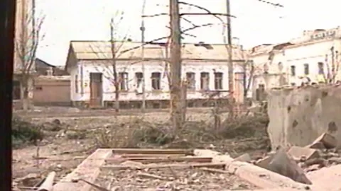 Chronicles of the Chechen war. 1994-1996. City Grozniy. Archive (25) Video stock 235066361