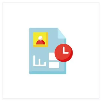 Chronological resume flat icon Stock Illustration