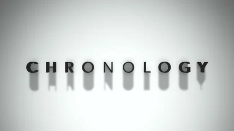Chronology 3D title animation matte black text on a white background Stock Footage 300716070