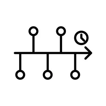 Chronology linear logo mark in black and white Stock Illustration