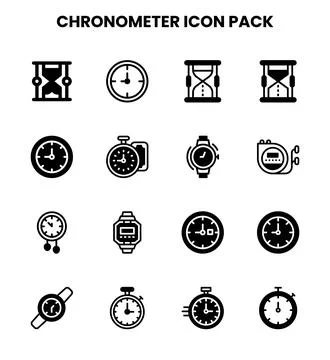 Chronometer DuoTone Set Icons Pack Stock Illustration