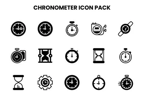 Chronometer DuoTone Set Icons Pack Illustrazione stock