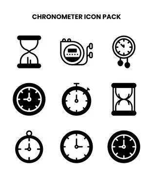 Chronometer DuoTone Vector Icons Pack Stock Illustration