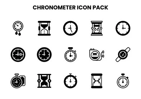 Chronometer DuoTone Vector Icons Pack Stock Illustration
