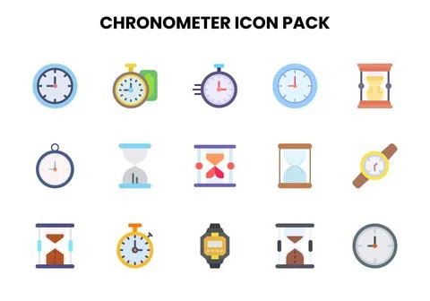 Chronometer Flat Graphics Icons Pack Stock Illustration