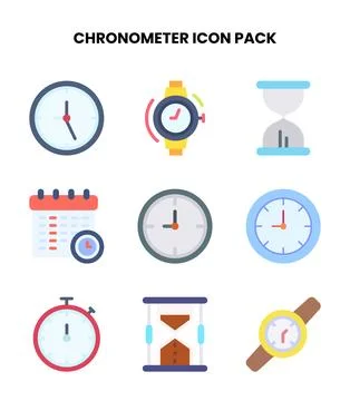 Chronometer Flat SVG Icons Pack Stock Illustration