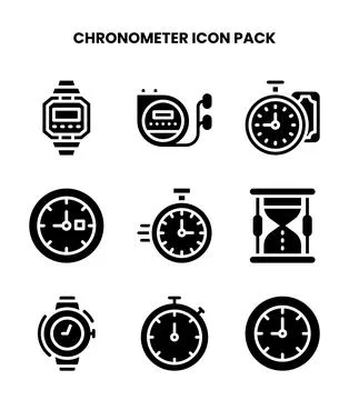 Chronometer Glyph UI Icons Pack Stock Illustration