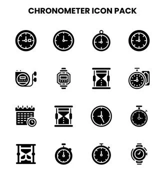 Chronometer Glyph Vector Icons Pack イラスト素材