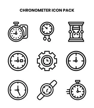 Chronometer Line Collection Icons Pack Stock Illustration