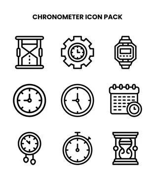 Chronometer Line Graphics Icons Pack Stockillustratie