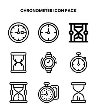 Chronometer Line SVG Icons Pack Stock Illustration
