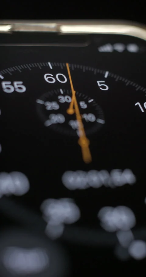 Chronometer on smartphone macro close-up slow motion, vertical view Stock-Footage 281039700