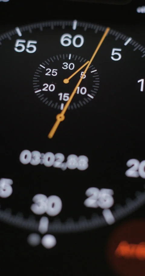 Chronometer on smartphone macro close-up slow motion, vertical view Stock-Footage 281039746