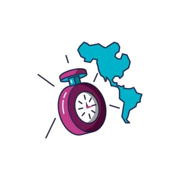 Chronometer time with american continent map Illustrazione stock