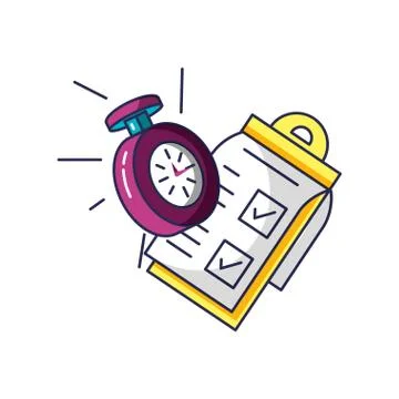 Chronometer time with checklist clipboard Stock Illustration