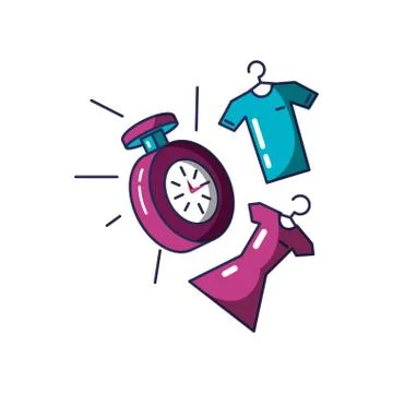 Chronometer time with clothing hanging Illustrazione stock