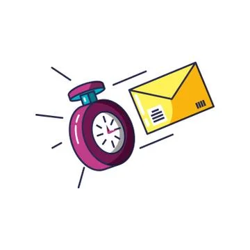 Chronometer time with envelope mail 스톡 일러스트