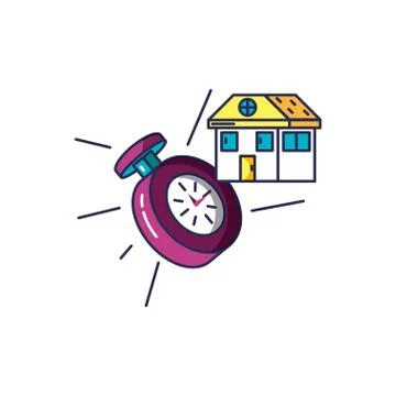 Chronometer time with house facade Illustrazione stock